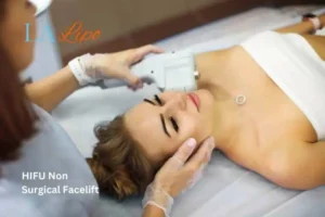 Woman having Hi-Fu to reduce wrinkles Henley-In-Arden.
